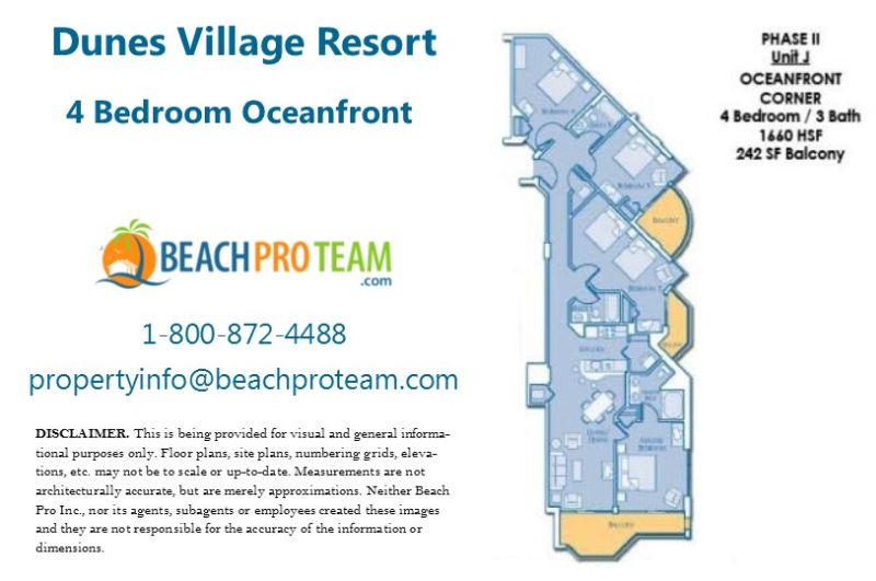 Dunes Village II Floor Plan J - 4 Bedroom Oceanfront Corner